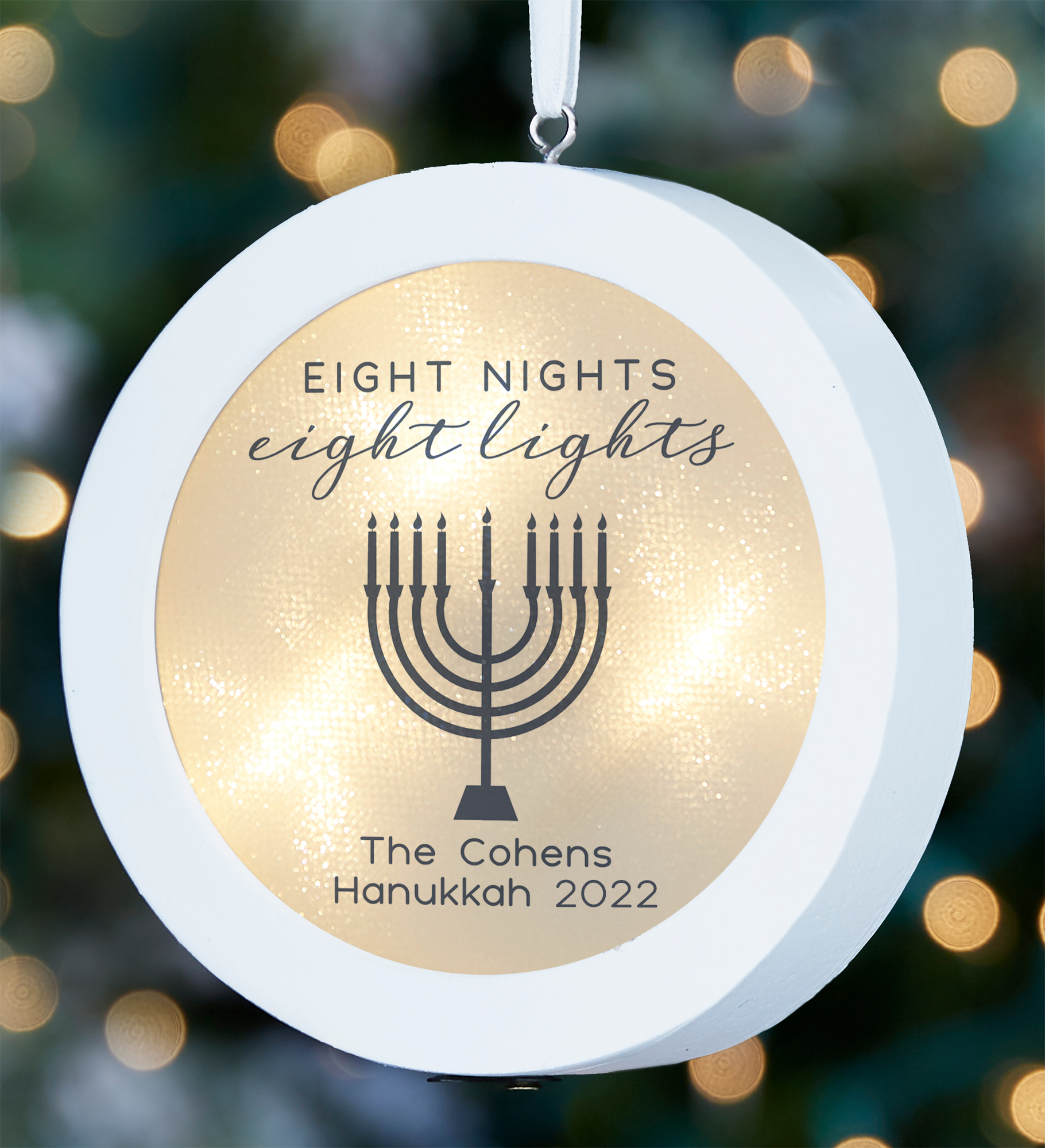 Hanukkah Personalized LED Light Ornament